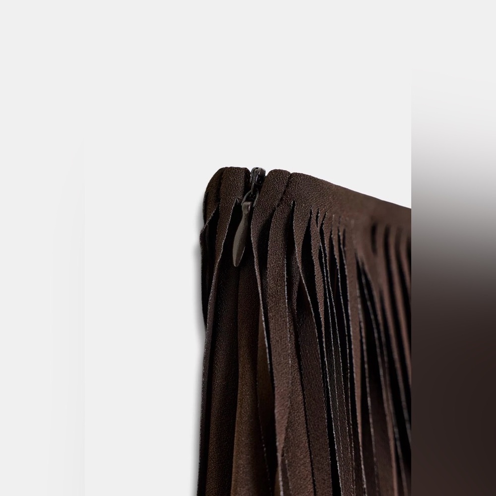 NWT • Zara Brown Fringe Midi Skirt - Picture 7 of 8